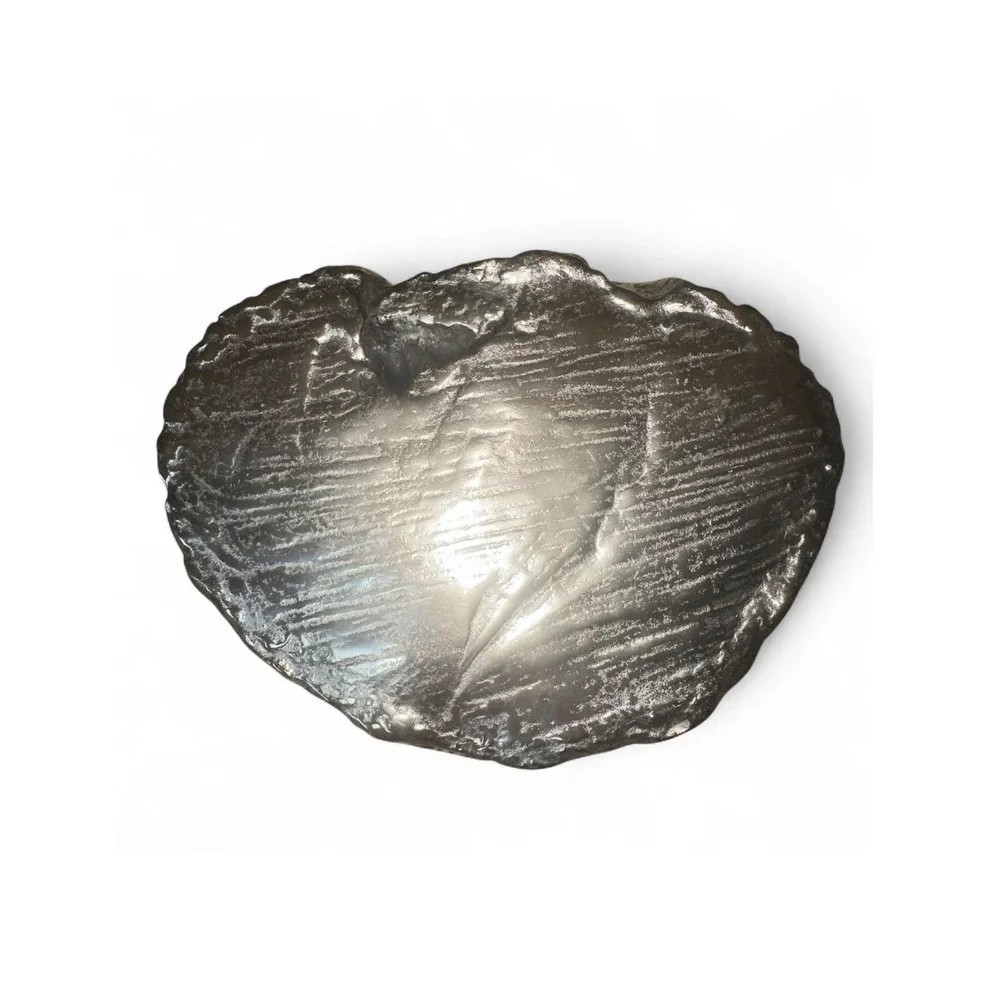 Z Gallerie Woodgrain Platter Plate Silver Finish Decorative Tray‎